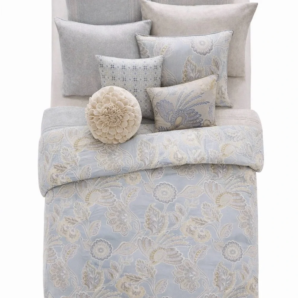 🛌$200 Sky Bedding Portia Paisley Twin Duvet Cover Set Twin Cotton Blue Floral